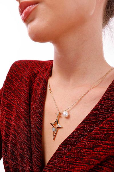 Freeista Steel Necklace Star Detailed 60+10 cm Frs0009974122807