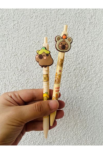 synshop Capybara Kapibara 2Pcs Versatil Tip Mechanical Press Pen 07 Nib Y2K Kpop Stationery School Htiels