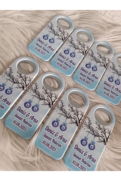 Doğrukan Hediyelik 25 Pieces of Newborn Birthday Gifts with Evil Eye Beads for Circumcision with a Right Angle
