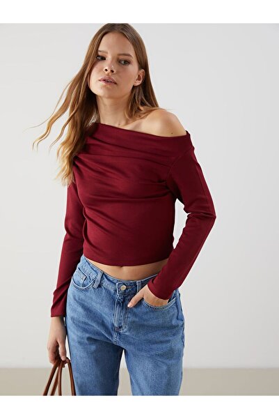 LC Waikiki Xside Claret Red Boat Neck Women's Bodysuit