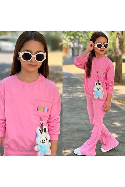 KOKOŞ BEBEK Children's Suit Cotton with Labubu Figure Toy Gift |   Between 3/8 Years