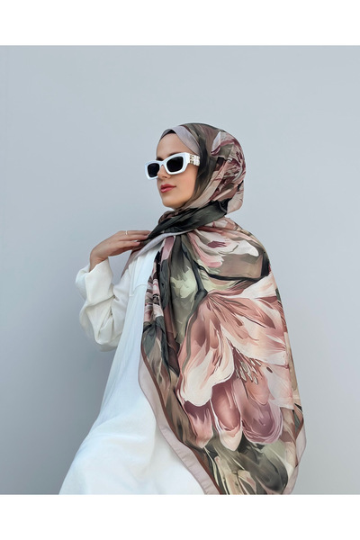 GRAZELLA Çiçekli Şal Desenli Pamuk Soft Eşarp Kadın Tesettür
