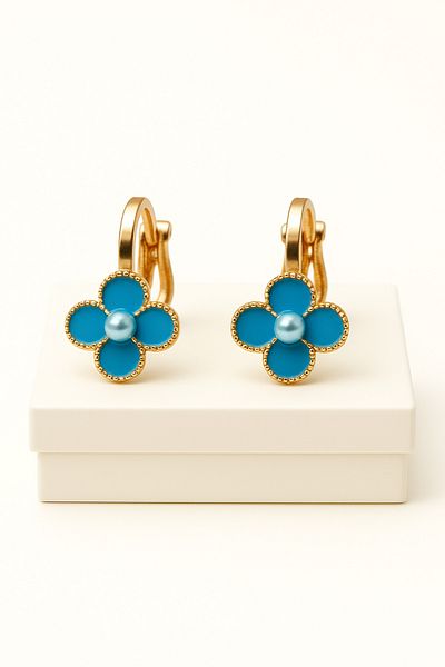 MakeWell Clover Design Poppy Compression Earrings for Non-Pierced Ears
