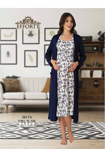 EM&FA TEKSTİL Maternity Maternity Dressing Gown Nightgown Set (Nightgown Short Sleeve)