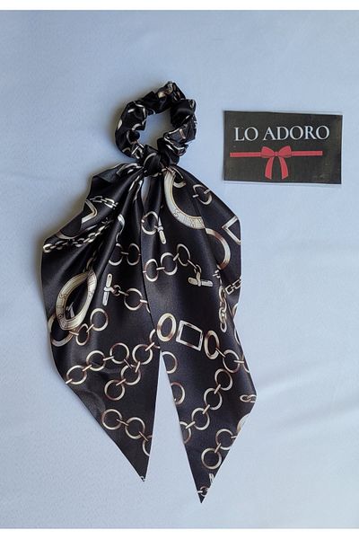 LO ADORO Scarf Rubber Buckle Satin Women's Bun Buckle Bag Neck Scarf Bandana Bagel Scarf Comes Off Rubber