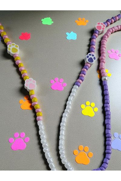 Amabel Jewelerys Children's Special Paw Fimo Bead Detailed Sand Bead Glasses Rope (Eid and Carne Gift)