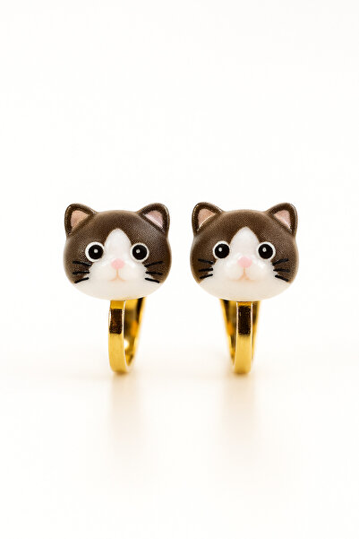 MakeWell Deliksiz Kulaklar için Kedi Tasarımlı Rengarek Sıkıştırmalı Küpeler