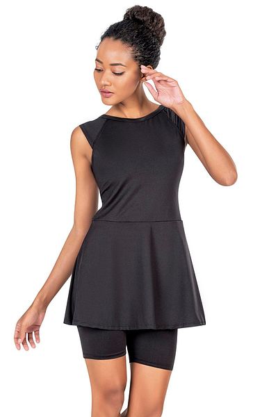 Endeep Beria Women's Semi-Covered Tights Black Skirt Dress Swimsuit