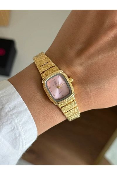 RoseandRoses Lisette Vintage Model Women's Wristwatch Gold (Pink Dial)