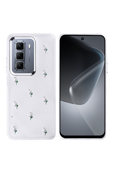 sickossi حافظة Infinix Hot 50 4G غطاء شفاف فضي مع تصميم وسادة هوائية SCKS - ت...