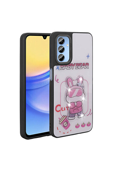 Scikossi حافظة هاتف Galaxy A25 من SCKS Amas من السيليكون مع شكل أيقوني منقوش لامع - أبيض