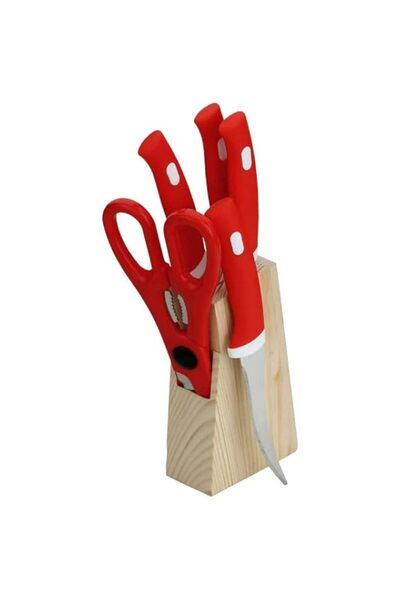 Generic مجموعة سكاكين Saule، مقص واحد، مجموعة سكاكين مكونة من 4 قطع مع حامل خ...