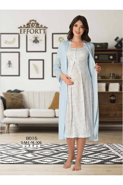 EM&FA TEKSTİL Maternity Maternity Dressing Gown Nightgown Set (Nightgown Short Sleeve)