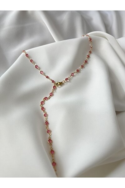 Berilya Aksesuar قلادة على شكل حرف Y للسيدات ذات لون وردي دائري