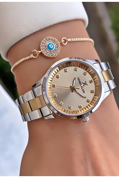 Daniel Klein Gold Colored Women's Wristwatch and Bracelet Gift