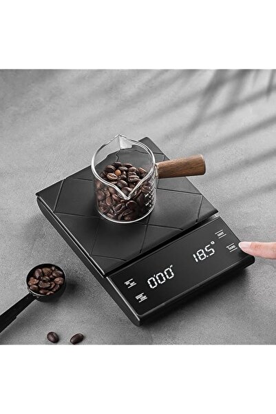 Generic ميزان قهوة رقمي مع مؤقت، دقة عالية 3 كجم/0.1 جم، ميزان إسبرسو وطعام ا...