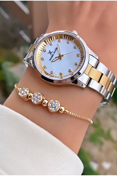 Daniel Klein Gold Colored Women's Wristwatch and Bracelet Gift