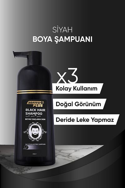 Softto Plus White Concealer Hair and Beard Coloring Shampoo 350 ml Black