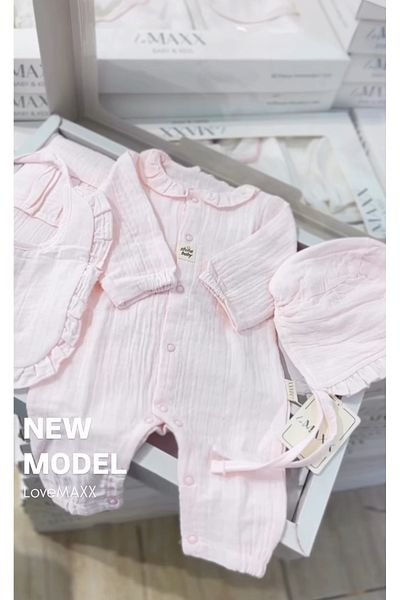LOVE MAXX Cotton Baby Girl Ruffled Muslin Set 5 Piece Set Hospital Release 0-3Month Newborn