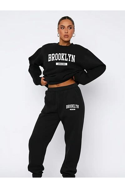 FUFLUNS Brooklyn Amazing Printed Unisex Oversize Circle Neck Bottom/Upper Tracksuit Set