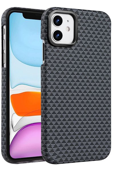 m.tk moveteck Apple iPhone 11 Case Kevlar Carbon Look Embossed Textured Patterned 0.5m Super Thin Magsafe Cover