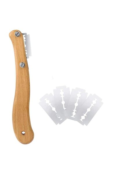 Generic أداة تقطيع الخبز من ديلفينو، أداة تقطيع العجين بمقبض خشبي، أداة تقطيع...