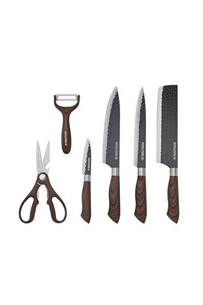 Generic طقم سكاكين مطبخ رويال فورد، 6 قطع، بطبقة غير لاصقة، RF10462، شفرات قص...
