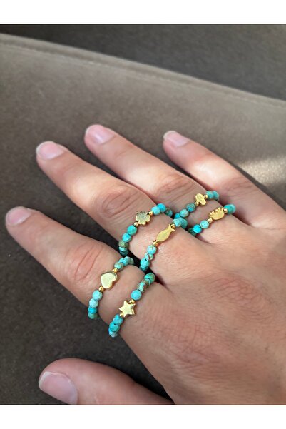 Miltonia Turkuaz Taşlı 925s Gümüş Detaylı Fil İp Yüzük