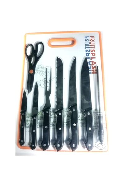 Generic مجموعة سكاكين المطبخ، مع لوح تقطيع، مجموعة أدوات مائدة من الفولاذ الم...