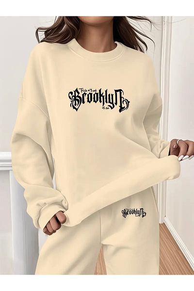 FUFLUNS Brooklyn Printed Unisex Oversize Circle Neck Bottom/Upper Tracksuit Set