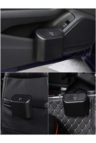 nesever store 2 قطعة سلة مهملات السيارة مع غطاء منظم سلة المهملات باللون الأسود