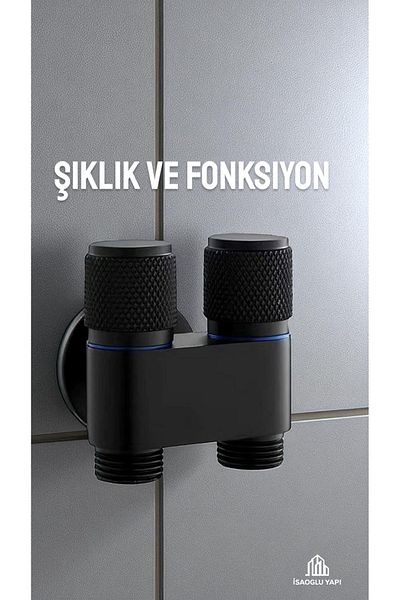 İSAOĞLU YAPI Black Hygiene Faucet Double Hygiene Faucet Matte Black Hygiene Connectable Faucet