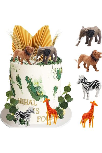 Baloane Vesele Deluxe Wild Safari Cake Decoration Set With Animals And Natural Elements TOP34