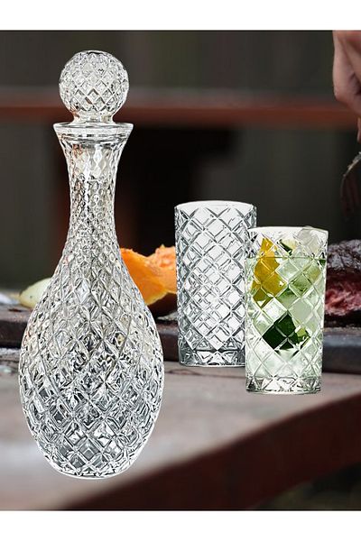 MADAME LUDA 5 Piece 2-Person Rakı Glass-Wine Set. (4 Pieces of Raki Glasses + 1 Piece of Raki-Wine-Wine-Whiskey Carafe)
