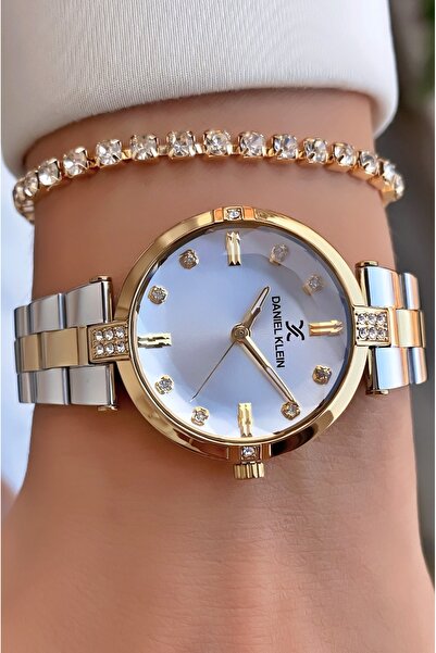 Daniel Klein Gold Colored Women's Wristwatch and Bracelet Gift