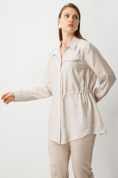 Ekol Elastic Waist Plus Size Blouse -3642
