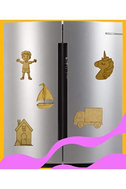 Home Çocuklar İçin Yaratıcı Boyama Mıknatıslı Figürleri 4 mm Ham Ahşap MDF