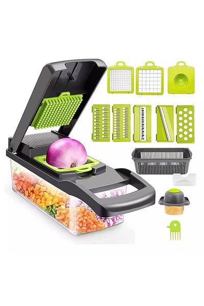 Generic GRAVIT 12-in-1 Multi-Functional Vegetable Chopper - Precision Cutting with Rust-Proof Stainless Ste