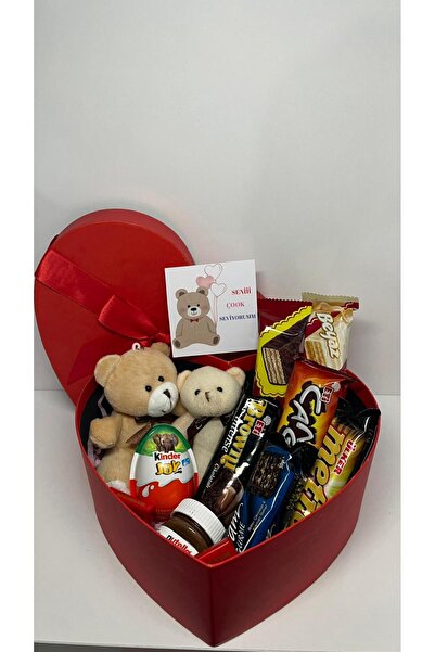 katre flowers Sevgiliye Ozel Romantik SeviyorumHediyesi Kutuda Ayıcıklar Nute...