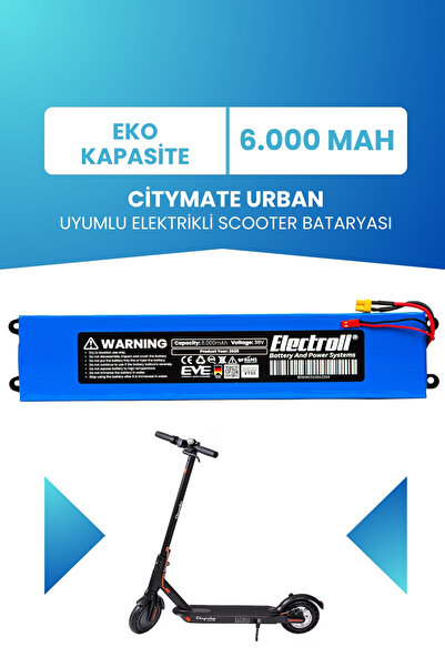 ELECTROLL Citymate Urban Uyumlu Batarya (Eko Kapasite) 36v 6.000Mah Elektrikl...