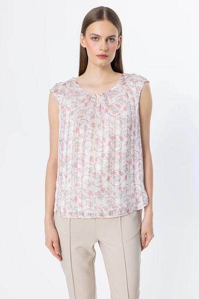 Ekol Patterned Sleeveless Blouse-3124