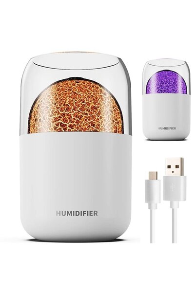 DigiMat Volcano Design Humidifier with Aromatherapy, 300 ml, RGB, Auto On/Off, White