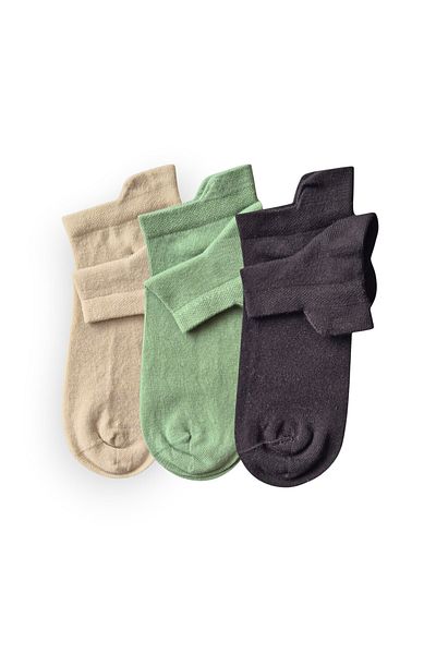 Redy Men's Colorful (Green-Cream-Black) 3-Piece Cotton Booties Socks