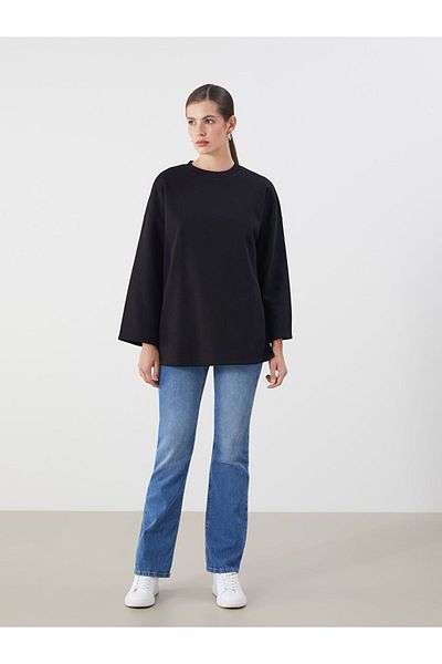 LC Waikiki Lcwaikiki Basic Crew Neck Oversize Women's Thick Sweatshirt Tunic
