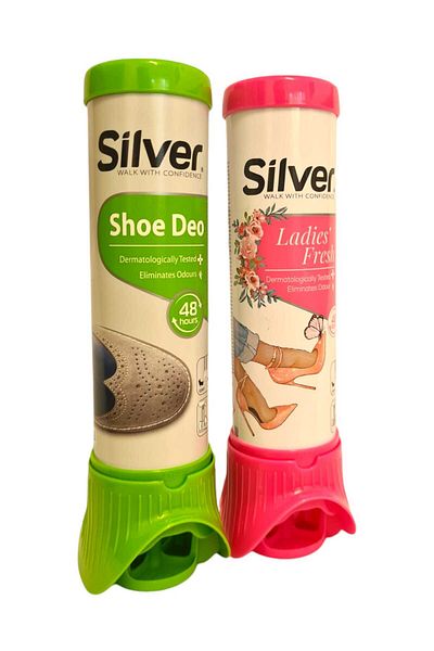 SDX Market Set of 2 x Silver Ladies Fresh Shoe Deodorant Spray and Shoe Deo 100 ml