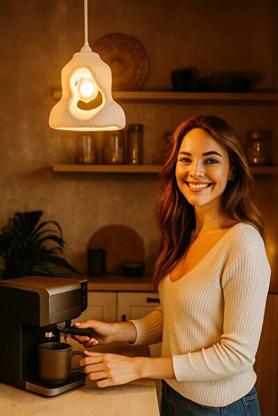 SONİKON LİNE Minimalist Özel Tasarım Tekli Bohem Sarkıt Avize, Rustik Ampul Hediyeli Modern Aydınlatma Avizesi