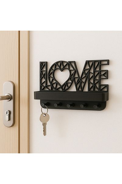 LalezarHome Love Written Keychain and Jewelry Hanger |   Wall Mounted Stylish Organizer |   Modern Geometric Design