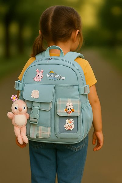 ANI OFİS KIRTASİYE A K Cute School Bag with Plush Toy – Suitable for Primary and Secondary Schools + Teddy Bear Gift - Model9