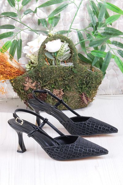 fort 3580 Ceyn Satin Leopard Glitter Open Back Heeled Women's Shoes