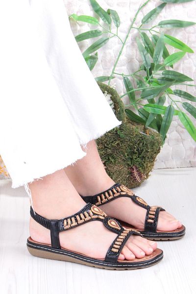 fort Guja 24Y152-17 Anatomical Comfortable Non-Slip Sole Beaded Stone Women's Sandals